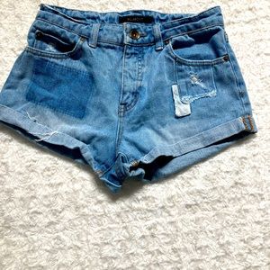 Billabong Patched cuffed denim jean shorts